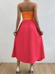 Zolique Two Tone Twist Front Tube Dress - Multicolor - View 2