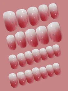 Obtenez le glamour avec 24 pièces faux ongles ovales courts rose dégradé brillant & 1 pièce Lime à ongles & 1 feuille de ruban faux ongles. Fournitures pour ongles