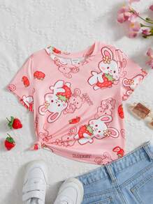 SHEIN 小女童卡通圖案T恤 - 彩色 - 查看 1