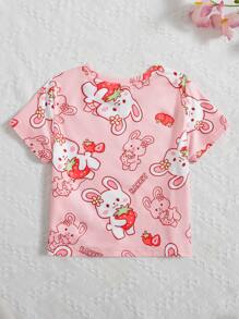 SHEIN 小女童卡通圖案T恤 - 彩色 - 查看 2