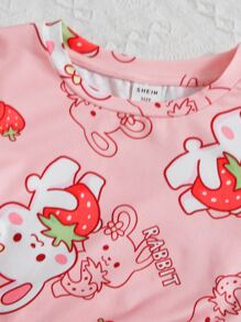 SHEIN 小女童卡通圖案T恤 - 彩色 - 查看 3