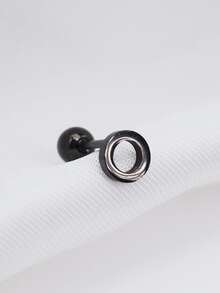 1入組男士圓形裝飾耳環 - 黑色 - 查看 1