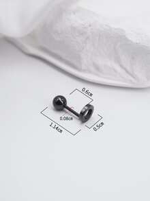 1入組男士圓形裝飾耳環 - 黑色 - 查看 3