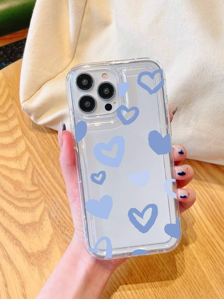 愛心圖案透明防摔手機殼 - 無色 - 查看 1