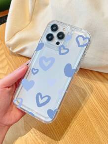 愛心圖案透明防摔手機殼 - 無色 - 查看 2