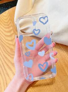 愛心圖案透明防摔手機殼 - 無色 - 查看 3