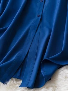 SHEIN LUNE Plus Roll Tab Sleeve Shirt Dress