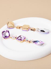 水鑽裝飾耳墜 - 紫羅蘭色 - 查看 2