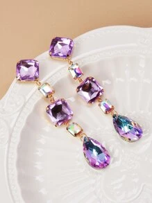 水鑽裝飾耳墜 - 紫羅蘭色 - 查看 3