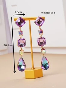 水鑽裝飾耳墜 - 紫羅蘭色 - 查看 4
