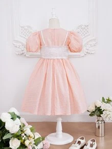 SHEIN Mädchen Kleid mit Puffärmeln & Cami Top mit Schleife vorne