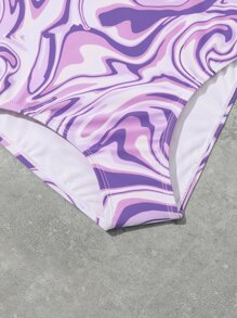 Girls Fluid Pattern One Piece Swimsuit - Purple - View 4