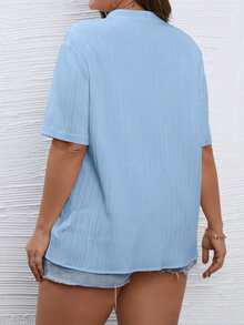 SHEIN LUNE Camisa unicolor con botón delantero