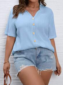 SHEIN LUNE Camisa unicolor con botón delantero