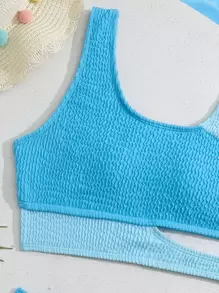 Tween Girl Colorblock Cut Out Bikini Set Summer Beach - Blue - View 3