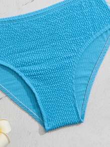 Tween Girl Colorblock Cut Out Bikini Set Summer Beach - Blue - View 4