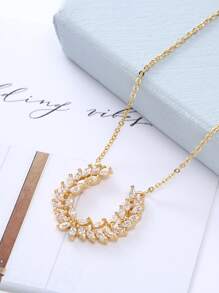 3pcs Set 18K Gold Plated Copper Cubic Zirconia Stud Earrings, Necklace Pendant Jewelry Set, Luxury Wedding Gift For Women - Yellow Gold - View 5