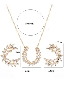 3pcs Set 18K Gold Plated Copper Cubic Zirconia Stud Earrings, Necklace Pendant Jewelry Set, Luxury Wedding Gift For Women - Yellow Gold - View 6