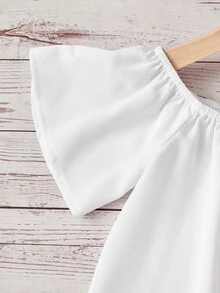 SHEIN Toddler Girls Solid Top & Floral Print Ruffle Hem Skirt - Multicolor - View 4