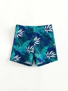 Tween Boy Tropical Print Swim Shorts Summer Holiday - Navy Blue - View 5