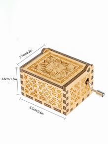 1pc Embossed Letter Wooden Music Box, Vintage Manual Music Box For Gift Birthday