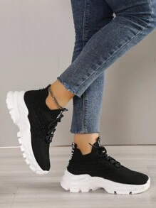 2025 Autumn Women's Lightweight Mesh Breathable Running Shoes, Comfortable Low-Top Thick Sole Athletic Sneakers