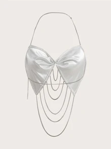 SHEIN ICON Top halter con diseño de cadena de espalda abierta de color metálico