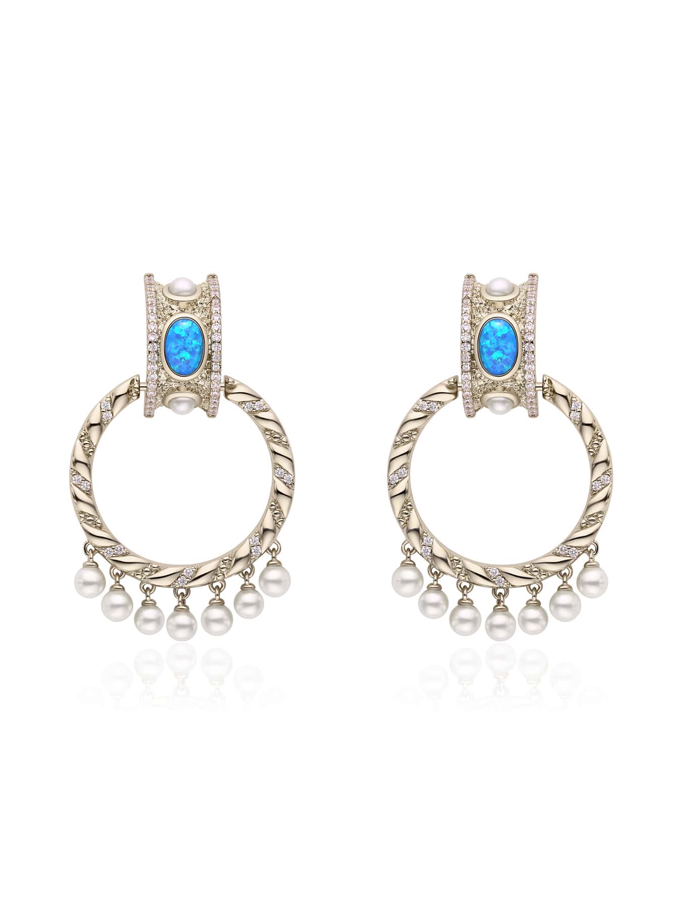 Turquoise Decor Earrings - Bronze - View 1