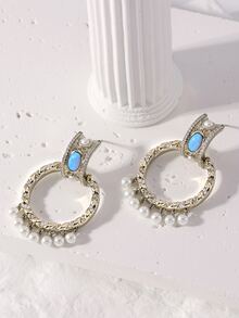 Turquoise Decor Earrings - Bronze - View 3