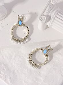 Turquoise Decor Earrings - Bronze - View 6