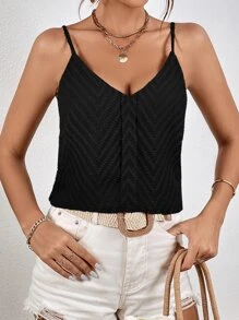 SHEIN LUNE 素色吊帶上衣 - 黑色 - 查看 4