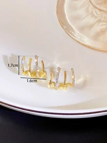 Bông tai trang trí bằng đá rhinestone - Vàng - Xem 3