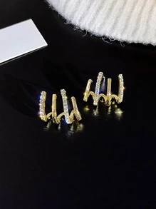 Bông tai trang trí bằng đá rhinestone - Vàng - Xem 4