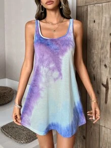 SHEIN LUNE 紮染背心連衣裙 - 彩色 - 查看 3