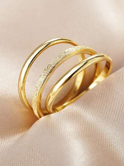 1/3pcs Set Gold Matte Stainless Steel Fashion Rings