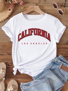 SHEIN LUNE Letter Graphic Tee - White - View 1