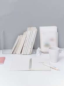 1pc Clear Decorative Bookend, Simple Multi-purpose Bookend For Office, School, Student - Clear - View 4