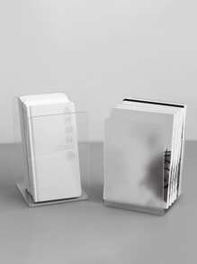 1pc Clear Decorative Bookend, Simple Multi-purpose Bookend For Office, School, Student - Clear - View 5