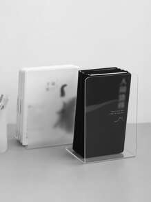 1pc Clear Decorative Bookend, Simple Multi-purpose Bookend For Office, School, Student - Clear - View 6