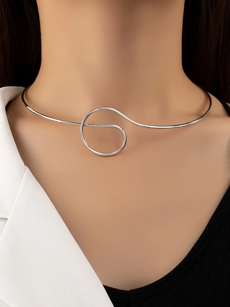 Minimalist Cuff Choker - Silver - View 1