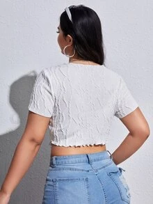 SHEIN EZwear 大碼素色手帕下擺T恤 - 白色 - 查看 3