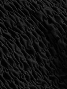 ROMWE Kawaii Solid Cold Shoulder Grommet Eyelet Buckle Detail Crop Blouse - Black - View 3