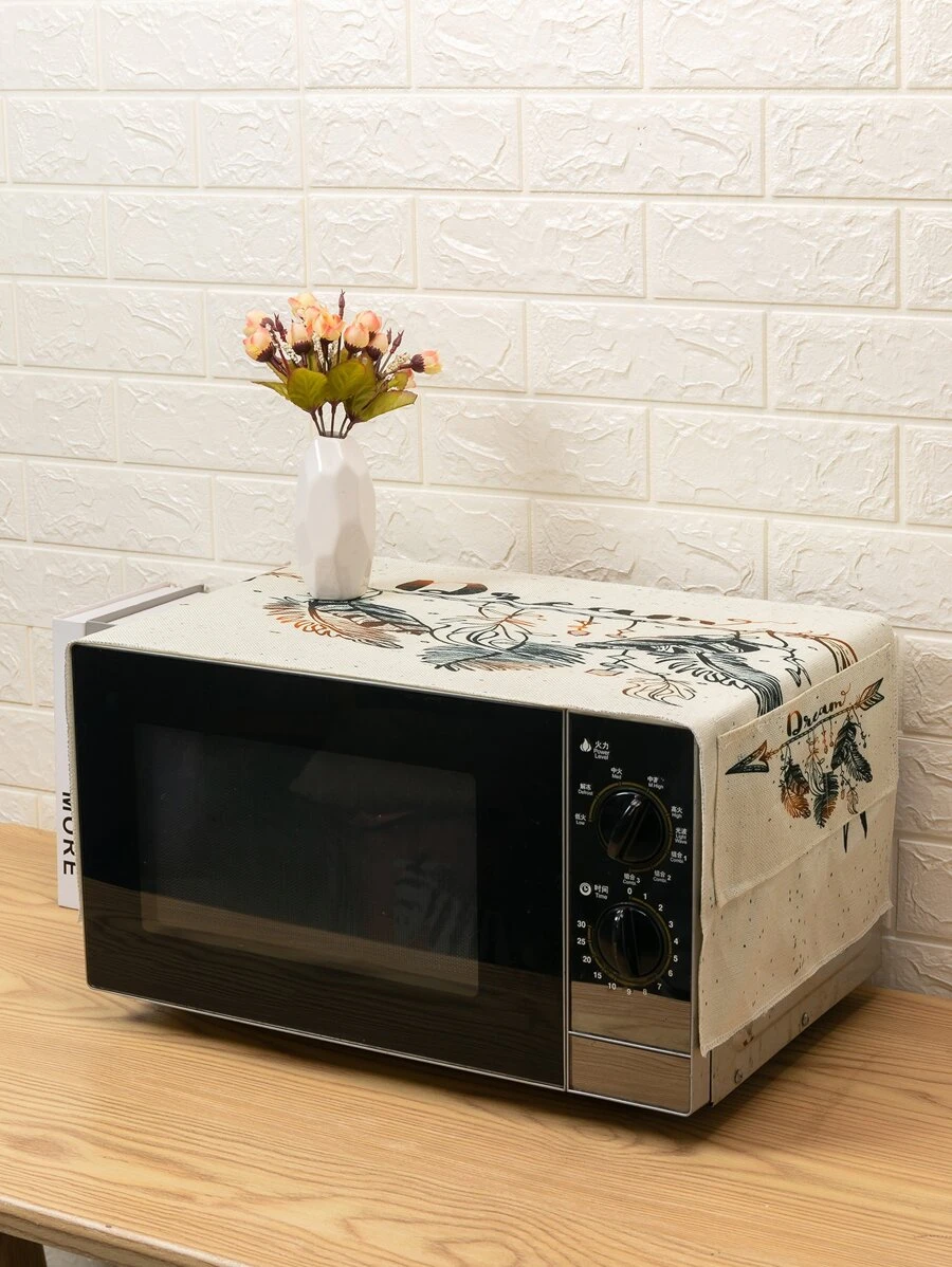 Feather Print Microwave Oven Cover - Multicolor - View 1