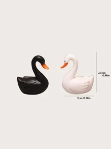 1pair Mini Swan Ornament Best Gifts Birthday - Black and White - View 2