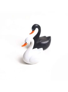 1pair Mini Swan Ornament Best Gifts Birthday - Black and White - View 3