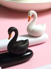 1pair Mini Swan Ornament Best Gifts Birthday - Black and White - View 4
