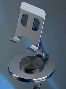 Soporte para portátil con base giratoria de 360°, elevador de computadora ergonómico para escritorio, altura ajustable y ángulo múltiple, soporte plegable para portátil, soporte metálico estable que admite portátiles de 4-13", color gris plata - Gris - Ver 8