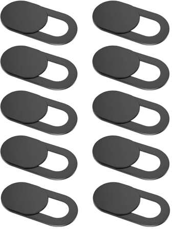 10 piezas/Set Cubierta deslizante para cámara, cubierta de webcam ultra delgada adecuada para portátiles, computadoras, compatible con Macbooks, tabletas, compatible con iPhone 14/13/12/8/7/6 Plus, protege tu privacidad y [Negro] Resistente al agua, a los golpes, a las caídas, a los arañazos y a las huellas dactilares, cubierta completa