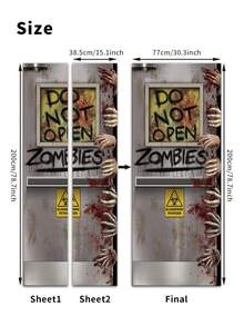 1pc Halloween Slogan Graphic Door Sticker - Multicolor - View 8