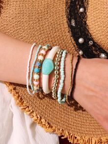 7 piezas/set Pulsera con cuenta - Verde - Ver 1